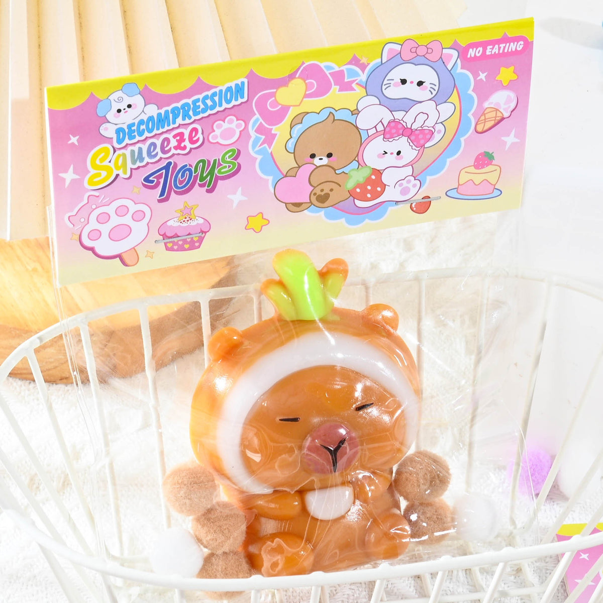Jucarie Antistres Squishy, Model Capybara cu Revenire Lenta, Material TPR Moale, 7 x 6.5 cm, Maro