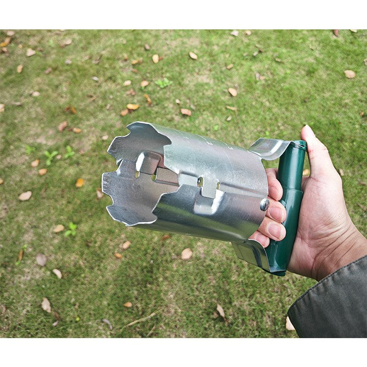 Transplantator Agricol si Plantator Rasaduri, Cilindric cu Gradatie si Maner Flexibil Ergonomic, Otel si Plastic, 6 cm Diametru, 23 x 6 x 13 cm, Verde