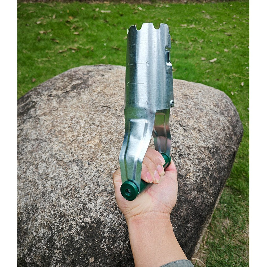 Transplantator Agricol si Plantator Rasaduri, Cilindric cu Gradatie si Maner Flexibil Ergonomic, Otel si Plastic, 6 cm Diametru, 23 x 6 x 13 cm, Verde