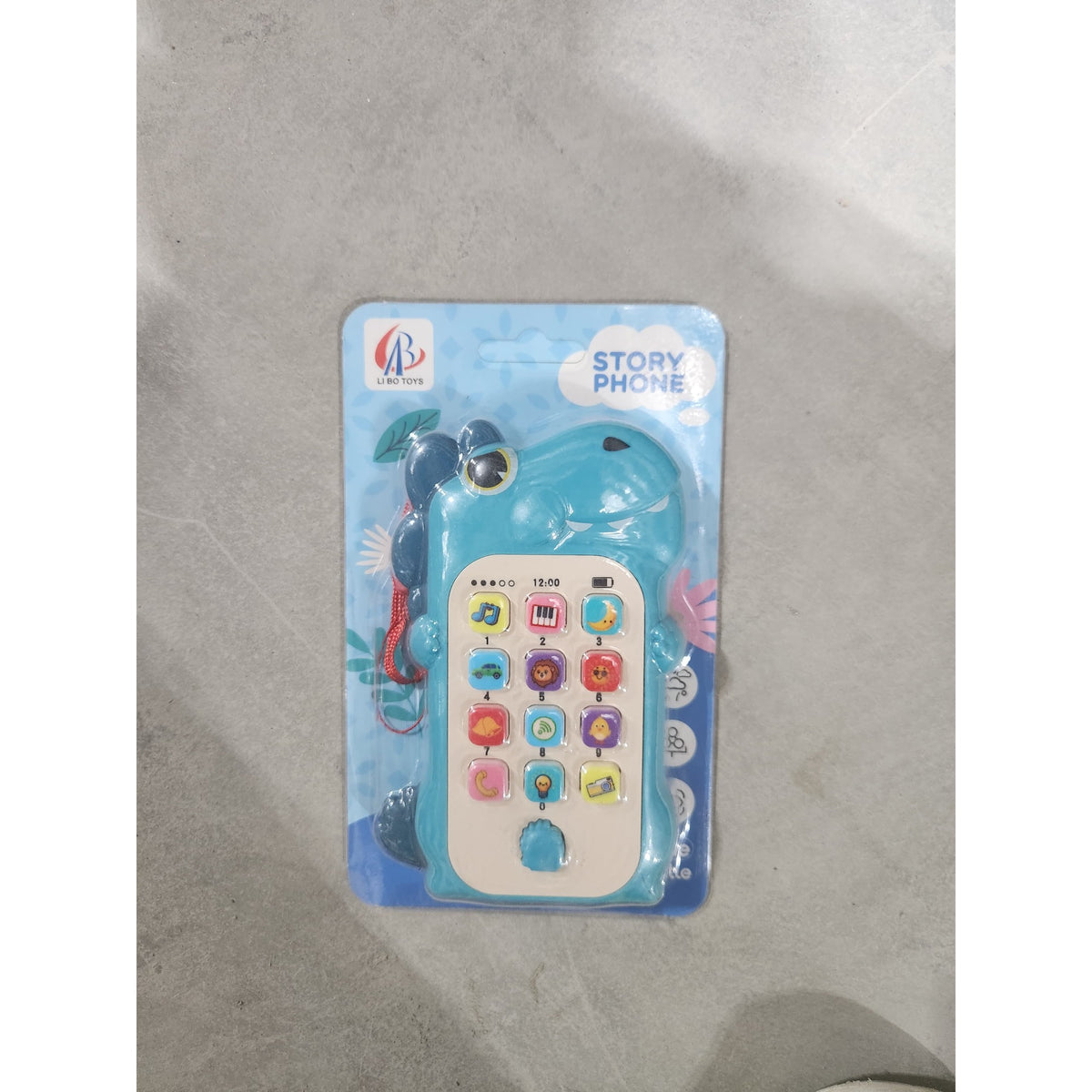 Telefon Interactiv pentru Copii, Jucarie Educationala cu Functii Muzicale si Vocale, Model Dinozaur, Plastic, 19 x 11.5 cm, Albastru