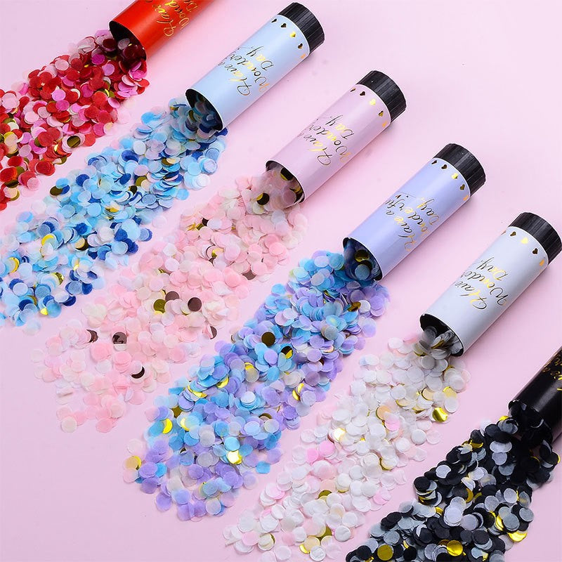 Tun de Confetti Best Wishes, Actionare prin Rasucire Manuala, Model Buline din Hartie si Folie, Mov, 11 x 4 cm