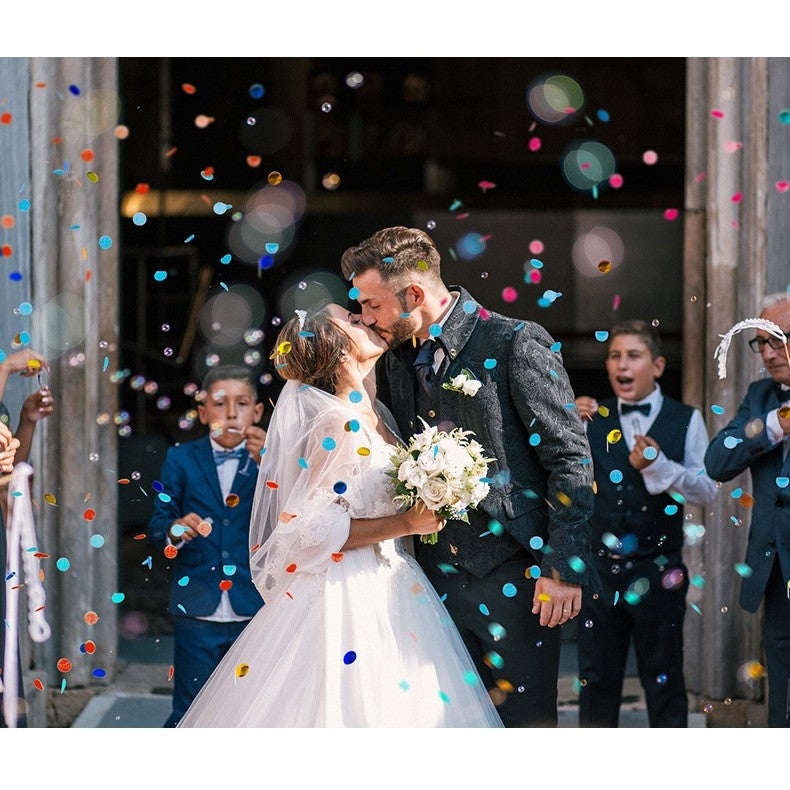 Tun de Confetti Best Wishes, Actionare Manuala prin Rasucire, Model Buline din Hartie si Folie, Albastru, 11 x 4 cm