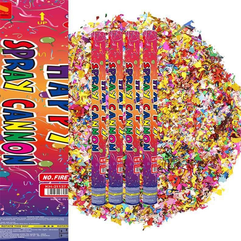 Tub de Confetti pentru Petreceri, Tun Clasic cu Eliberare prin Rasucire Manuala, Material Plastic Lucios, 60 cm, Multicolor