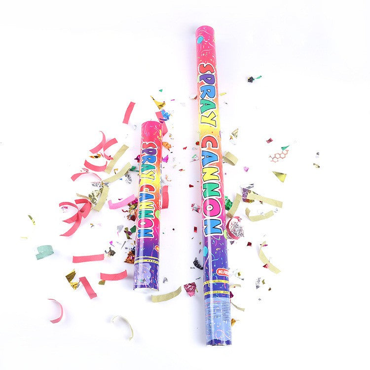 Tub de Confetti Clasic pentru Petreceri, Eliberare prin Rasucire Manuala, Plastic Lucios, Multicolor, 80 cm