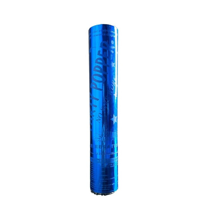 Tun Confetti Petrecere, Party Popper cu Actionare prin Rasucire, Material Ignifug si Lucioas, Hartie Biodegradabila, 30x5 cm, Albastru