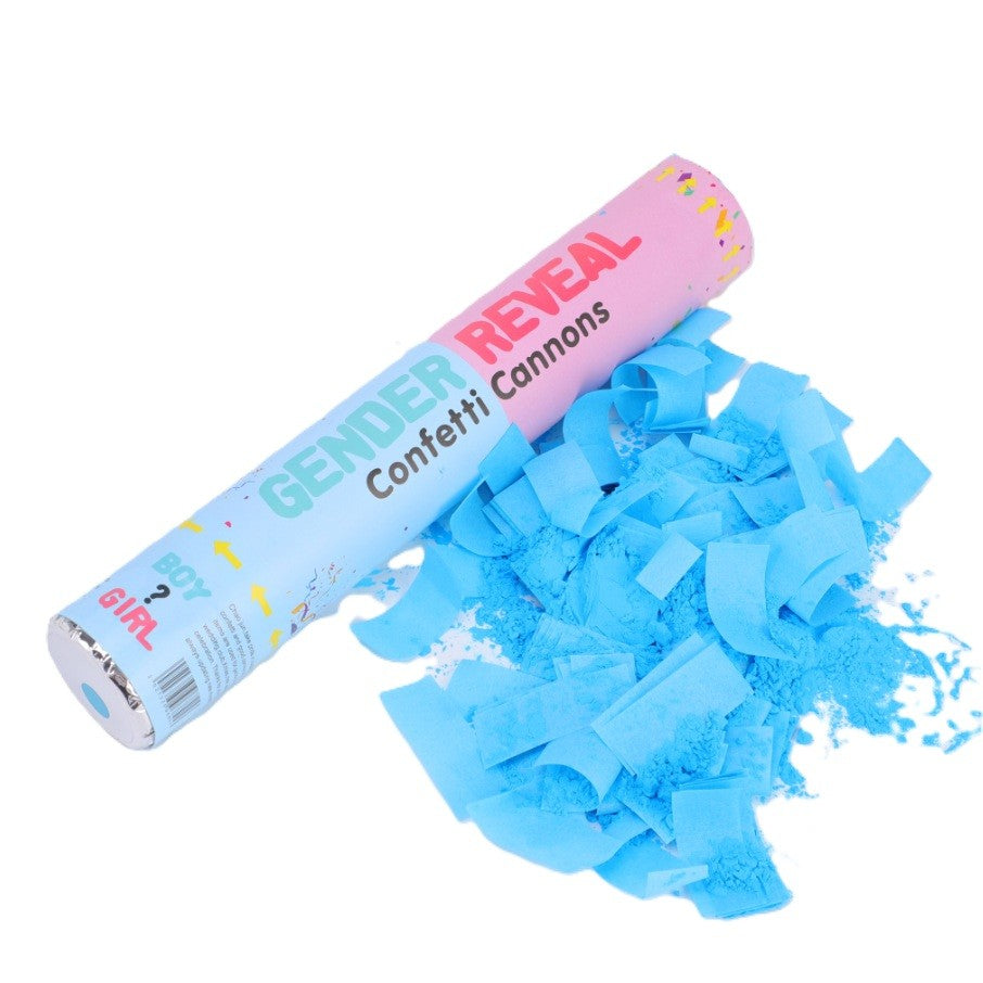 Tun Confetti Gender Reveal, Lansator cu Actionare prin Rasucire, Efect Spectaculos Dezvaluire Gen, Carton si Hartie, 40 cm, Albastru