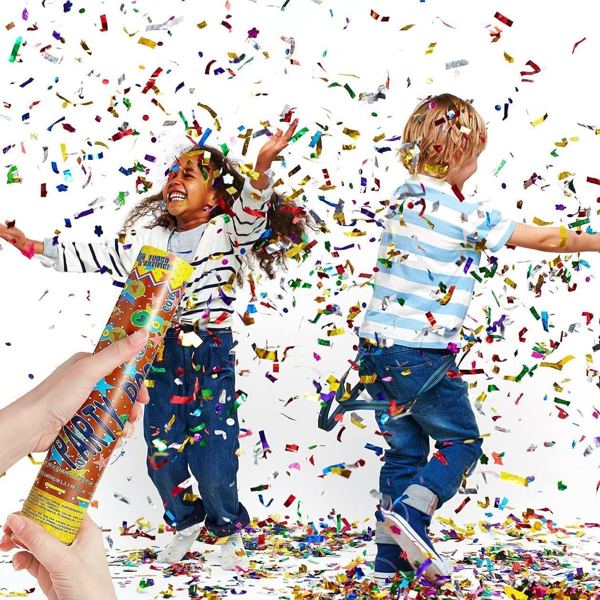 Tub de Confetti Party Popper, Tun de Confetti pentru Nunti si Petreceri, Actionare prin Rasucire, Material Aluminiu, Multicolor, 60 x 5 cm