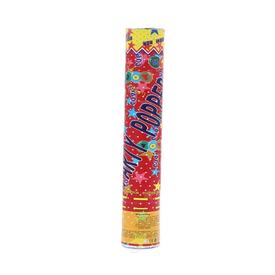 Tun de Confetti Party Popper, Model Inimioare si Stelute din Aluminiu, Activare Manuala prin Rasucire, Multicolor, 60x5 cm