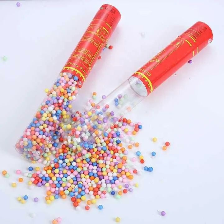 Tun de Confetti cu Bilute din Polistiren, Actionare prin Rasucire Manuala, Ambalaj Plastic, 30 cm, Multicolor