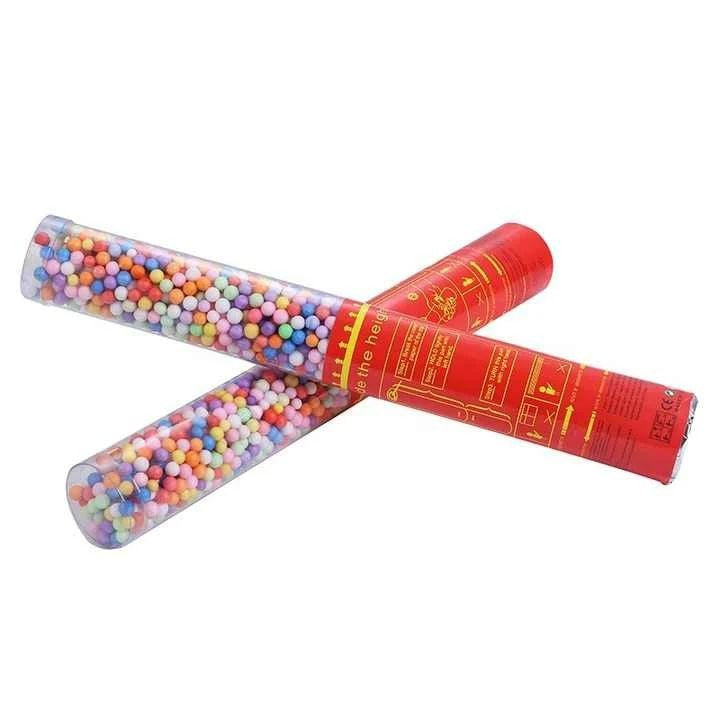 Tun de Confetti cu Bilute din Polistiren, Actionare prin Rasucire Manuala, Ambalaj Plastic, 30 cm, Multicolor