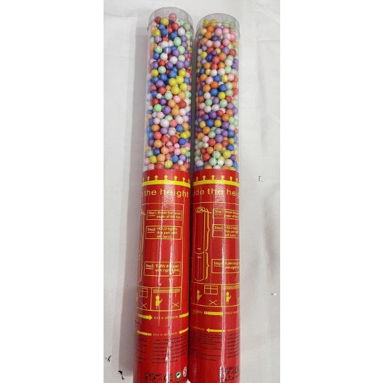 Tun de Confetti cu Bilute din Polistiren, Actionare prin Rasucire Manuala, Ambalaj Plastic, 30 cm, Multicolor