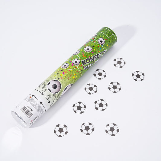 Tun Confetti Party, Model Mingi de Fotbal, Actionare prin Rasucire, Material Hartie, Lungime 28 cm, Alb Negru