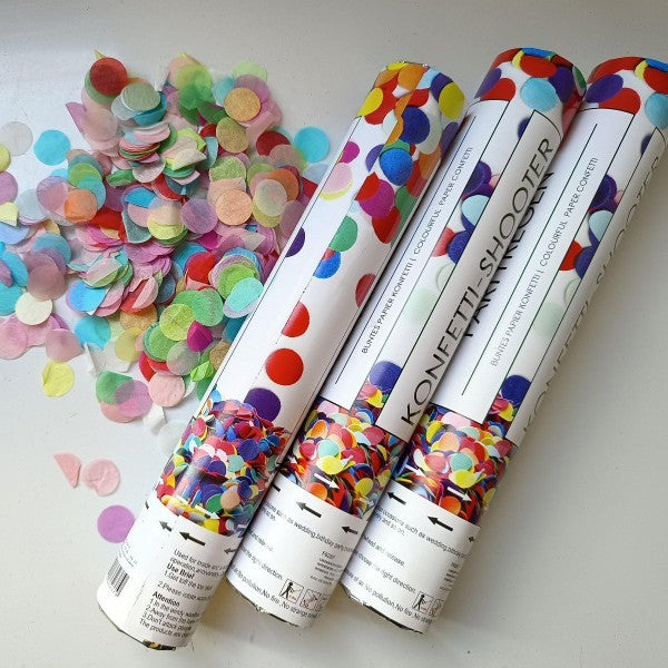 Tun de Confetti Konffetti Shooter, Actionare Manuala prin Rasucire, Paiete din Hartie, Pentru Petreceri si Aniversari, 40 cm, Multicolor