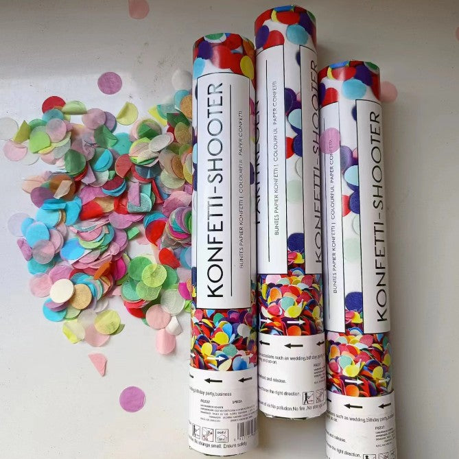 Tun de Confetti Konffetti Shooter, Actionare Manuala prin Rasucire, Paiete din Hartie, Pentru Petreceri si Aniversari, 40 cm, Multicolor