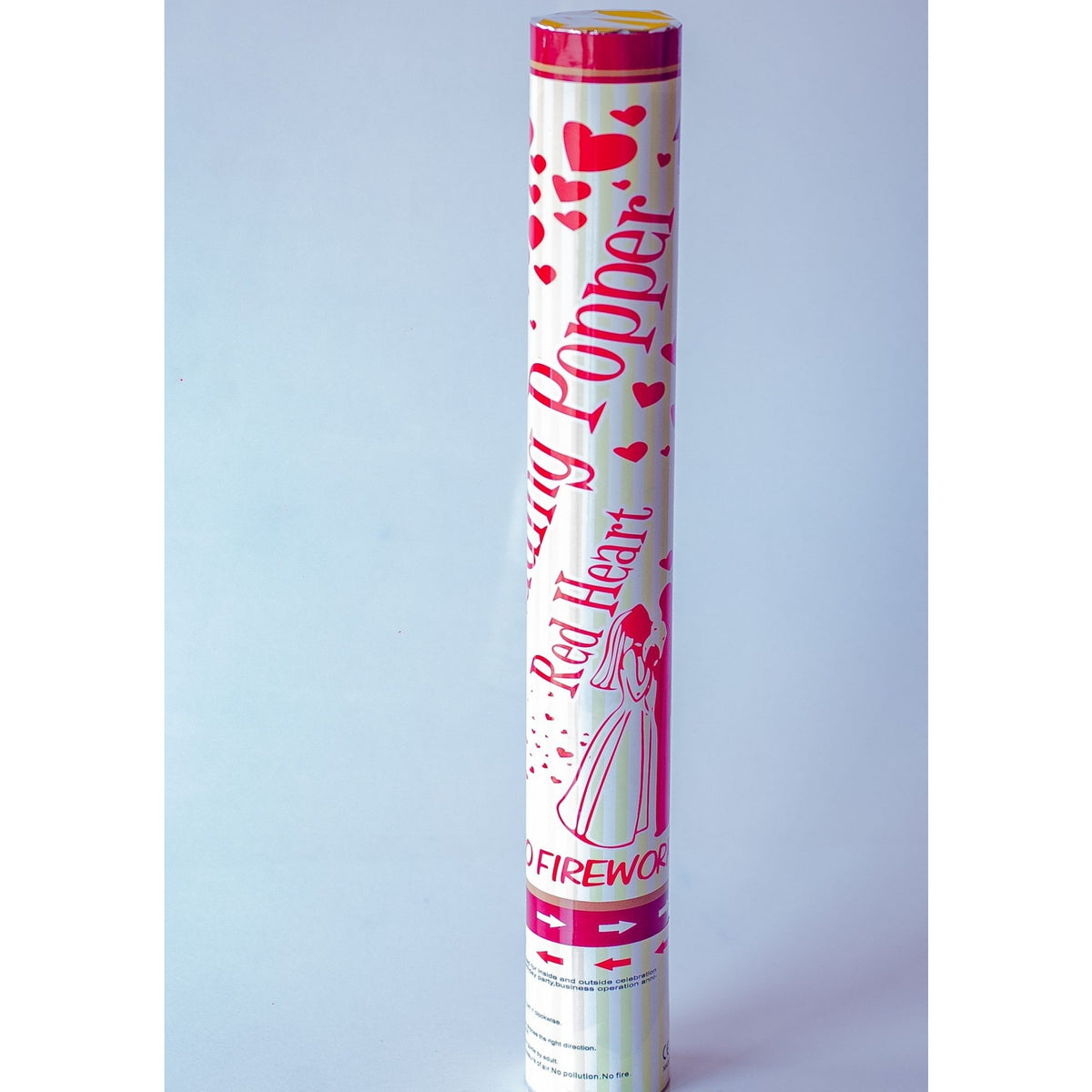 Tun Confetti Inimi Roșii Wedding Popper, Mecanism Eliberare prin Răsucire, Lungime 40 cm, Ambalaj Carton, Material Hârtie, 1 Bucată