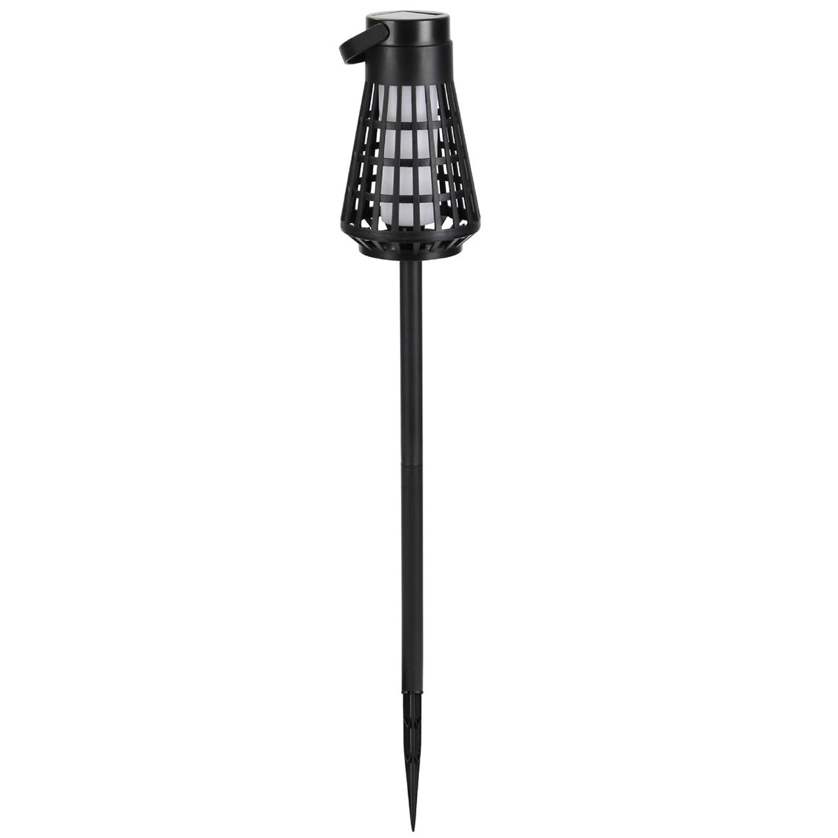 Lampa Solara Gradina Tip Felinar si Torta, Lumina Calda LED, Incarcare Solara Automata, Plastic Rezistent la Intemperii, Montare prin Infingere, Inaltime 12 cm, Negru