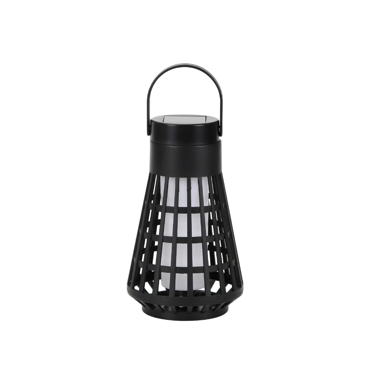 Lampa Solara Gradina Tip Felinar si Torta, Lumina Calda LED, Incarcare Solara Automata, Plastic Rezistent la Intemperii, Montare prin Infingere, Inaltime 12 cm, Negru
