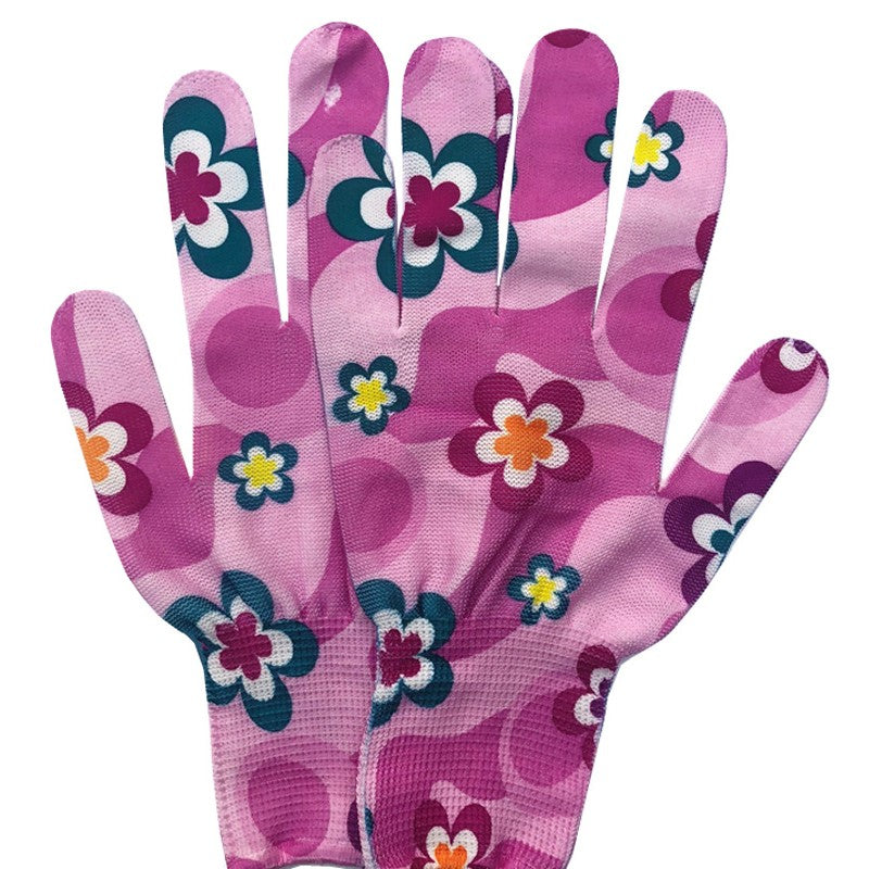 Manusi de Gradinarit Antiderapante, Protectie Lucrari Usoare si Casnice, Nailon Respirabil, Model Inflorat, Marime Universala 20 cm, Multicolor