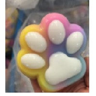 Jucarie Antistres Squishy Labuta de Pisica, Revenire Lenta, Textura Pufoasa din Material TPR, 8.5 x 7.5 cm, Multicolor Alb