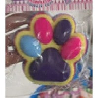 Jucarie Antistres Squishy, Labuta de Pisica Pufoasa cu Revenire Lenta, Material TPR, 8.5 x 7.5 cm, Galben cu Mov Inchis