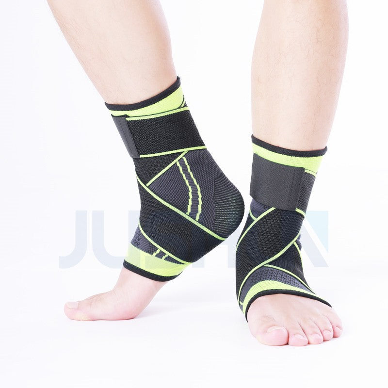 Orteză Pentru Gleznă Cu Benzi Elastice De Fixare Și Închidere Velcro, Compresie Și Susținere Articulație, Nailon Respirabil, 24 x 10.5 cm, Negru/Verde