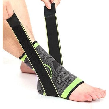 Orteză Pentru Gleznă Cu Benzi Elastice De Fixare Și Închidere Velcro, Compresie Și Susținere Articulație, Nailon Respirabil, 24 x 10.5 cm, Negru/Verde