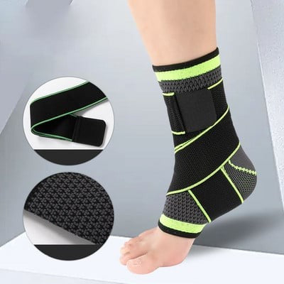 Orteză Pentru Gleznă Cu Benzi Elastice De Fixare Și Închidere Velcro, Compresie Și Susținere Articulație, Nailon Respirabil, 24 x 10.5 cm, Negru/Verde