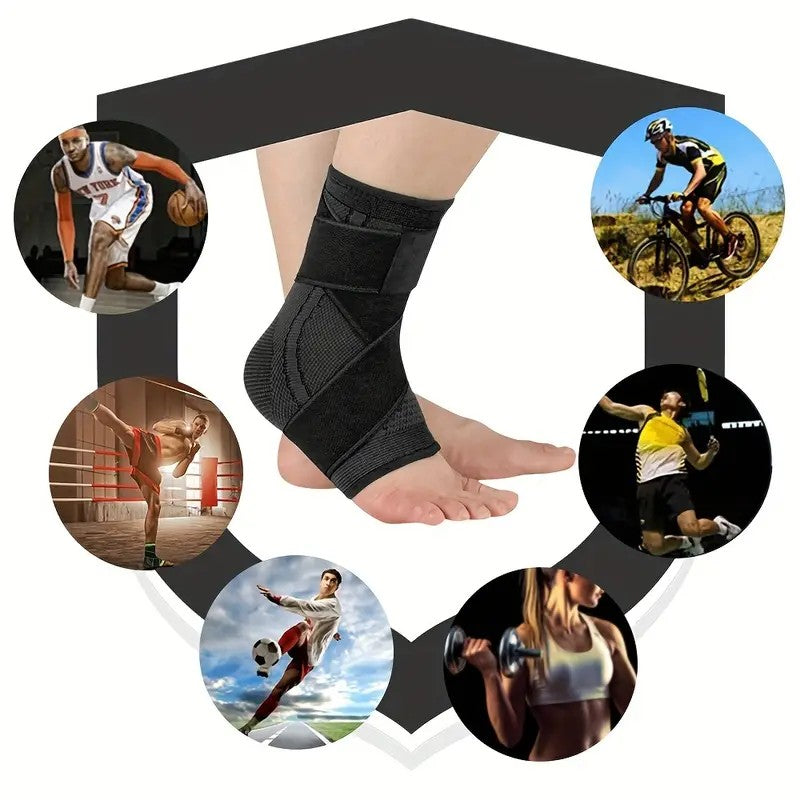 Orteză Pentru Gleznă Cu Benzi Elastice De Fixare Și Închidere Velcro, Compresie Și Susținere Articulație, Nailon Respirabil, 24 x 10.5 cm, Negru/Verde