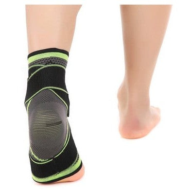 Orteză Pentru Gleznă Cu Benzi Elastice De Fixare Și Închidere Velcro, Compresie Și Susținere Articulație, Nailon Respirabil, 24 x 10.5 cm, Negru/Verde