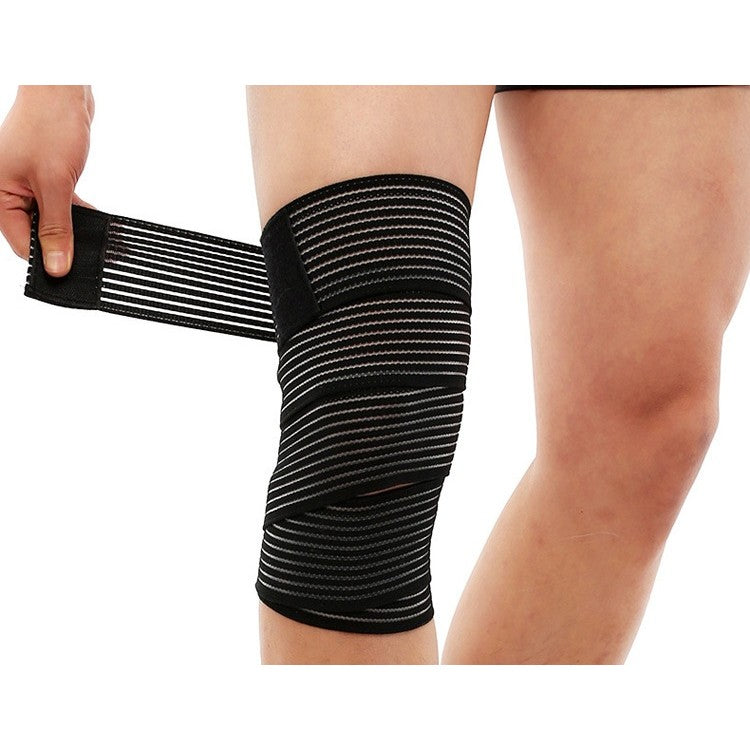 Orteza Elastica Universala, Banda Compresie pentru Gleznă, Genunchi sau Incheietura, Fixare Velcro, Nailon, 180 x 7.5 cm, Negru