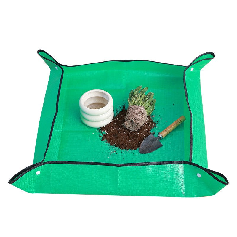 Covoras pentru Gradinarit, Covor Impermeabil pentru Transplantat Plante si Schimbarea Solului, Pliabil cu Capse, PVC, 50x50 cm, Verde