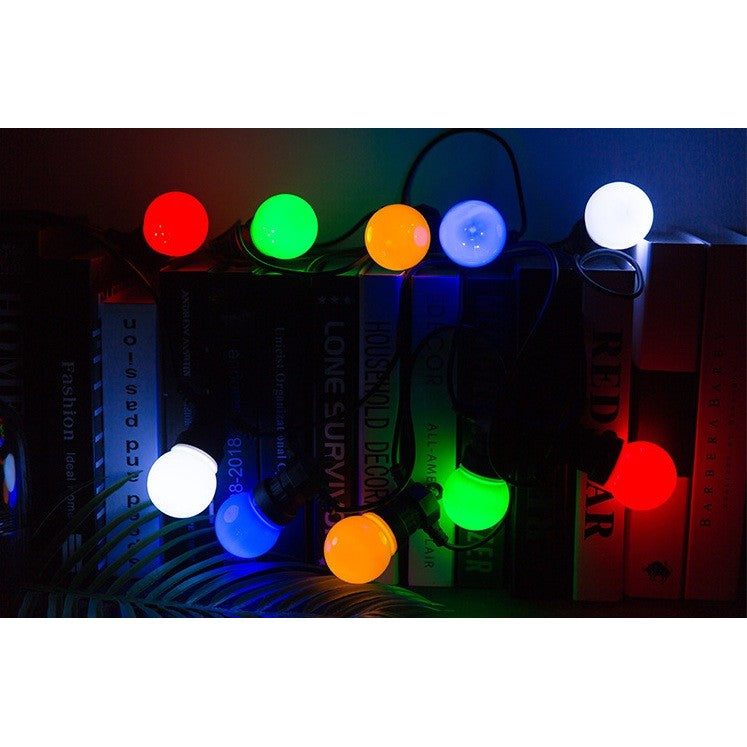 Ghirlanda Luminoasa Exterior si Interior, Becuri LED Model Bulb, Interconectabila, Protectie IP65, PVC, 10 m, 20 LED-uri, Multicolor