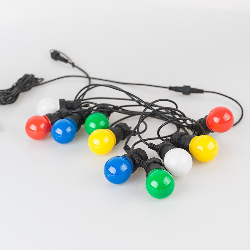 Ghirlanda Luminoasa Exterior si Interior, Becuri LED Model Bulb, Interconectabila, Protectie IP65, PVC, 10 m, 20 LED-uri, Multicolor
