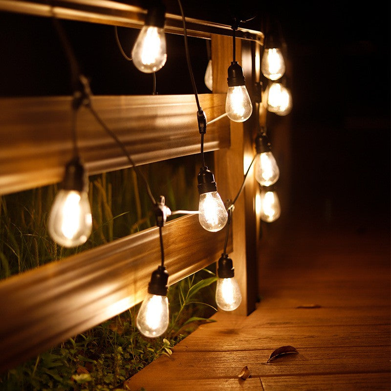 Ghirlanda Luminoasa cu Becuri LED Model Bulb, Interconectabila, IP44 Rezistenta la Apa, Exterior, cu Transformator Inclus, 10 Becuri, 10 m, Alb Cald 3000K