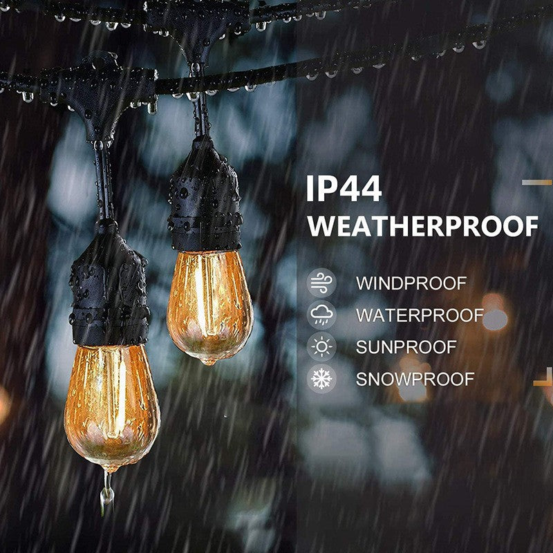 Ghirlanda Luminoasa cu Becuri LED Model Bulb, Interconectabila, IP44 Rezistenta la Apa, Exterior, cu Transformator Inclus, 10 Becuri, 10 m, Alb Cald 3000K