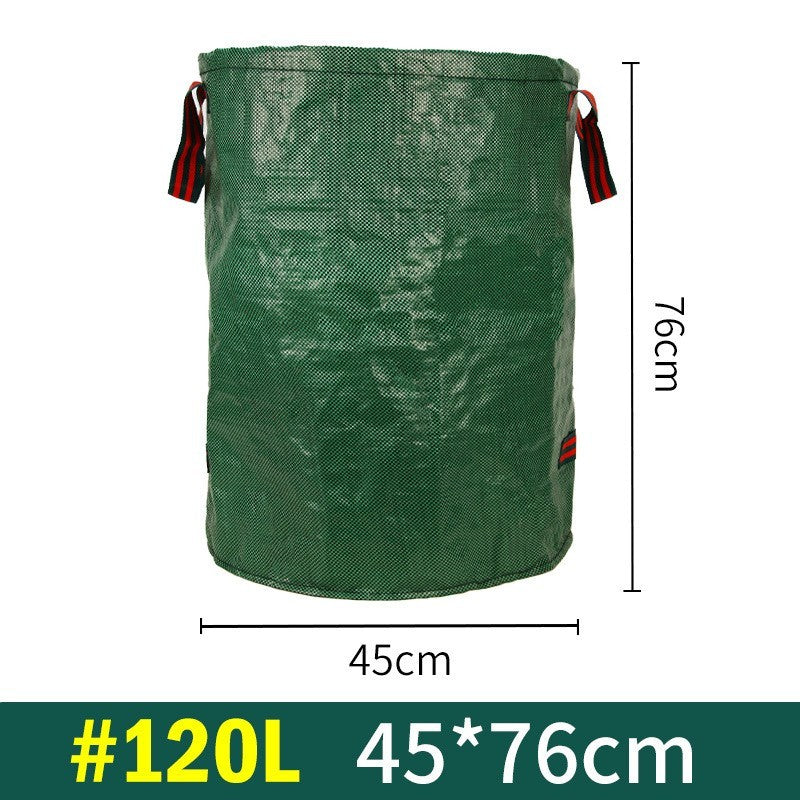 Sac de Colectare Frunze și Resturi Vegetale, Coș pentru Grădină cu Mânere, Polipropilenă Rezistentă și Pliabilă, 120 l, 45 x 76 cm, Verde