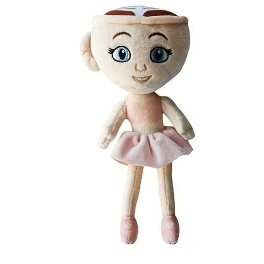 Jucarie Moale de Plus Italian Brainrot, Personaj Ballerina Cappuccina cu Agatatoare, Plus Catifelat, 23 x 17 cm, Bej/Roz