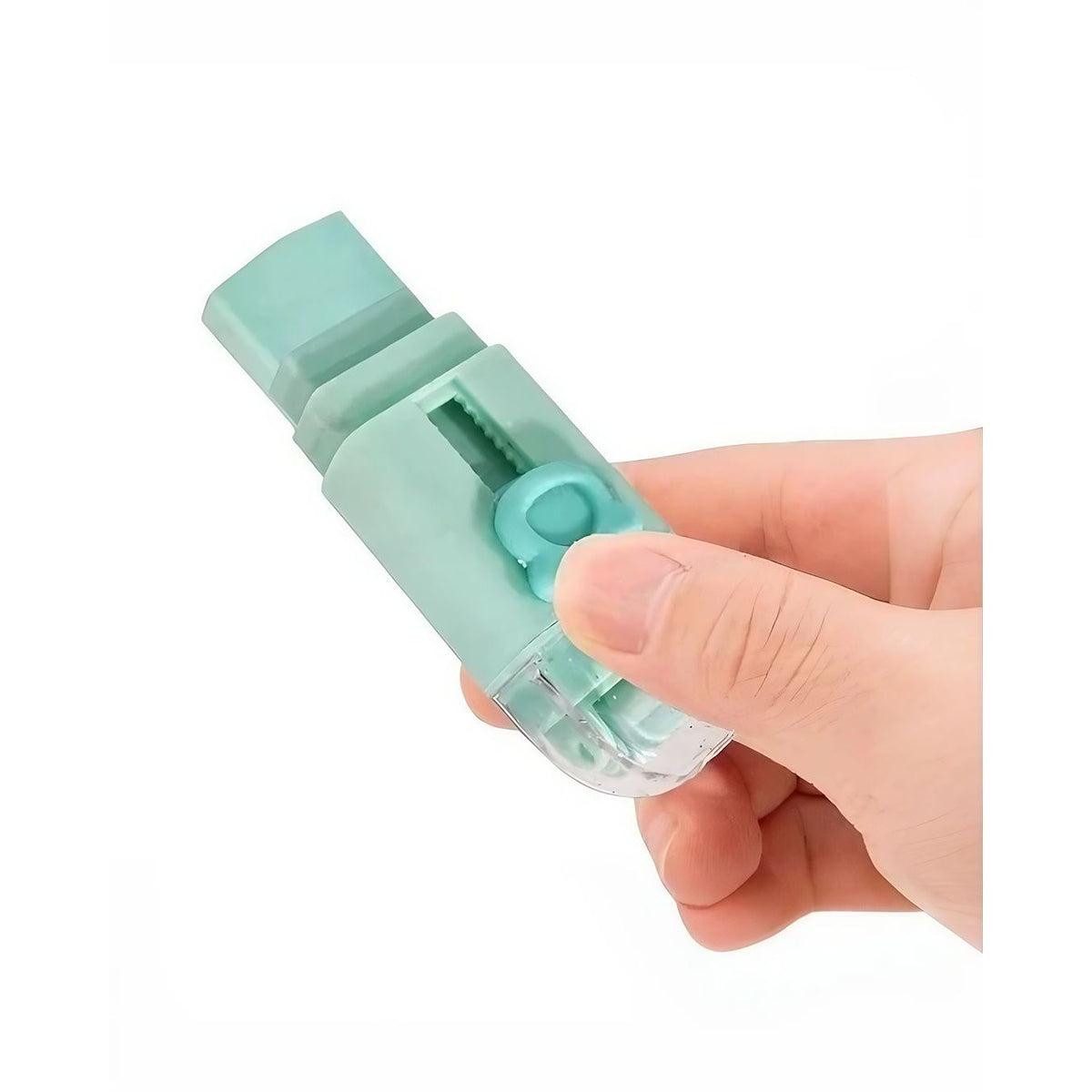 Radiera Retractabila cu Mecanism Push-Pull, Model Ursulet, Cauciuc Moale Netoxic, 2 Rezerve Incluse, Verde Deschis