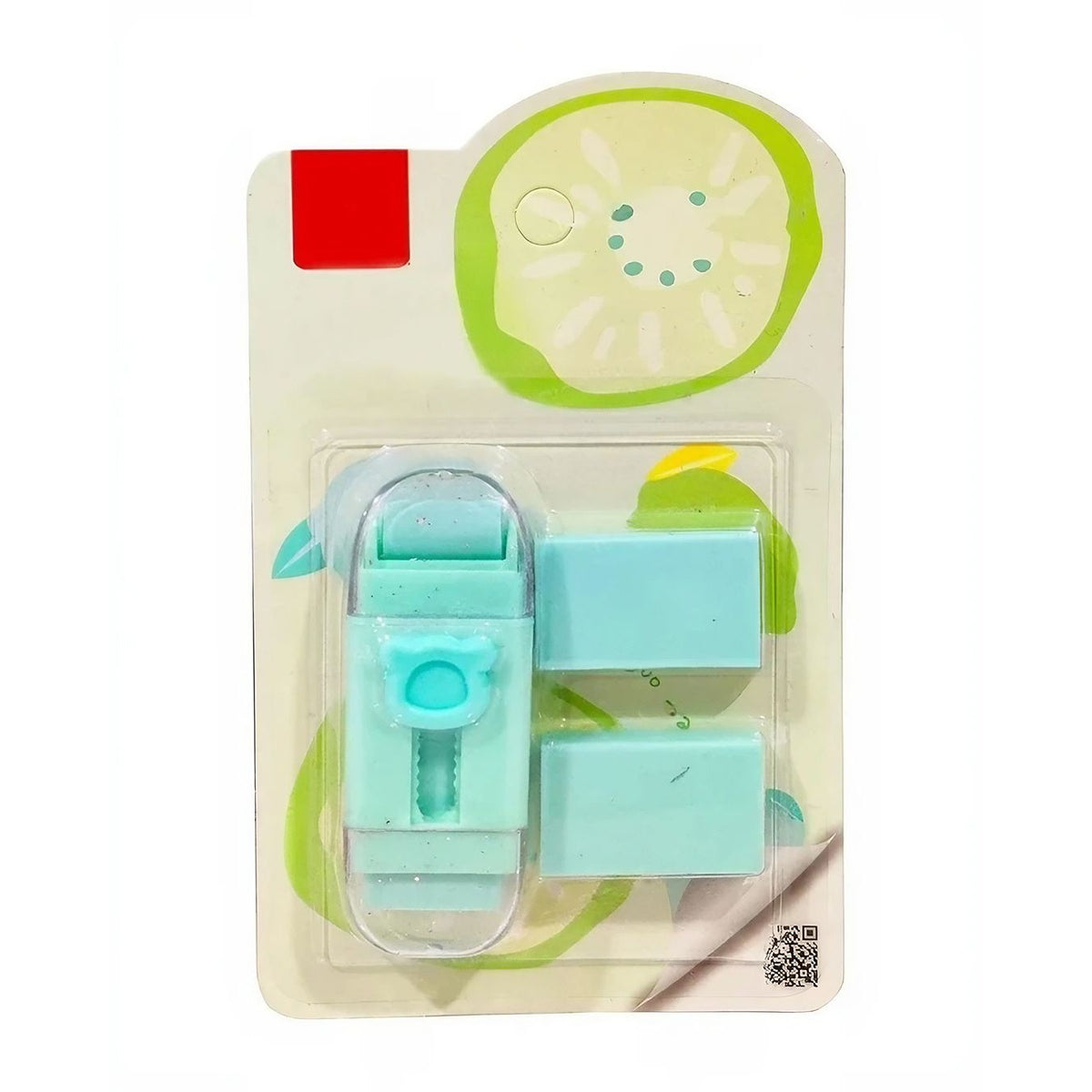Radiera Retractabila cu Mecanism Push-Pull, Model Ursulet, Cauciuc Moale Netoxic, 2 Rezerve Incluse, Verde Deschis