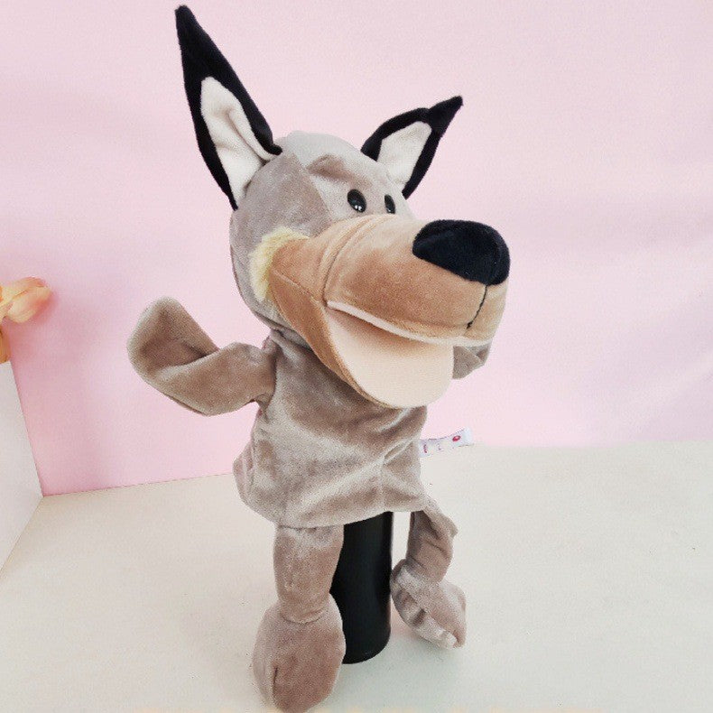 Păpușă de Mână pentru Teatru de Păpuși, Marionetă Ventrilog, Plus Moale și Bumbac PP, Model Lup, 25 x 10 x 8 cm, Bej/Gri