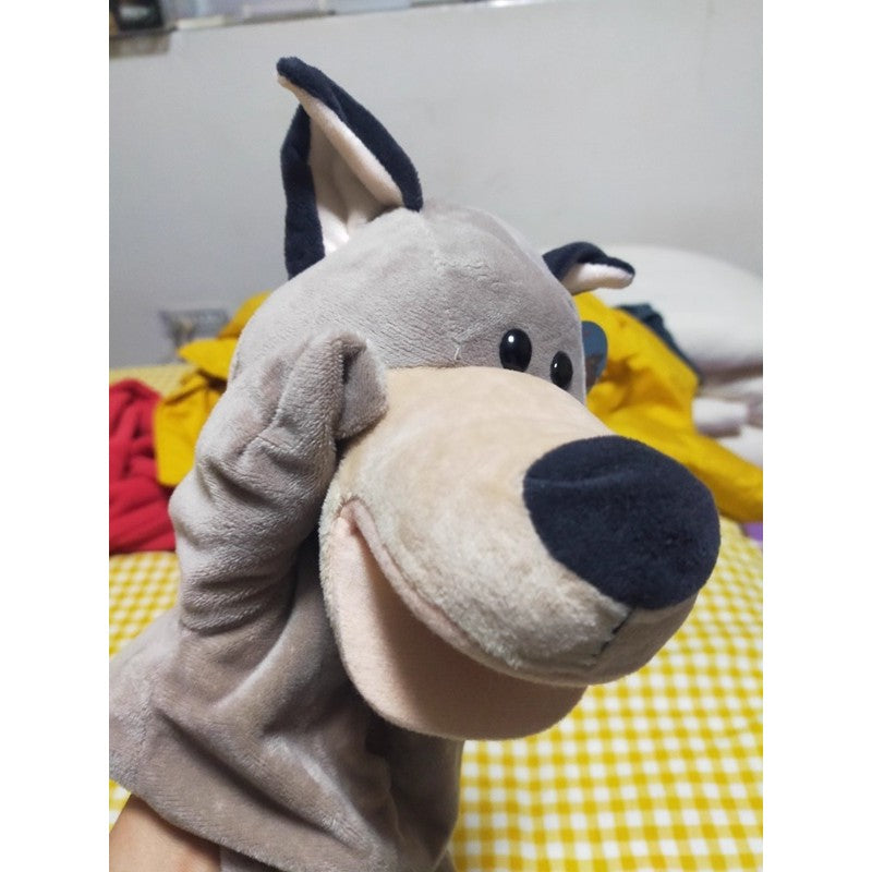 Păpușă de Mână pentru Teatru de Păpuși, Marionetă Ventrilog, Plus Moale și Bumbac PP, Model Lup, 25 x 10 x 8 cm, Bej/Gri