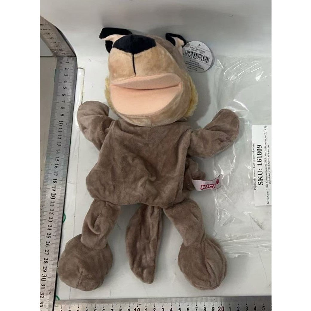 Păpușă de Mână pentru Teatru de Păpuși, Marionetă Ventrilog, Plus Moale și Bumbac PP, Model Lup, 25 x 10 x 8 cm, Bej/Gri