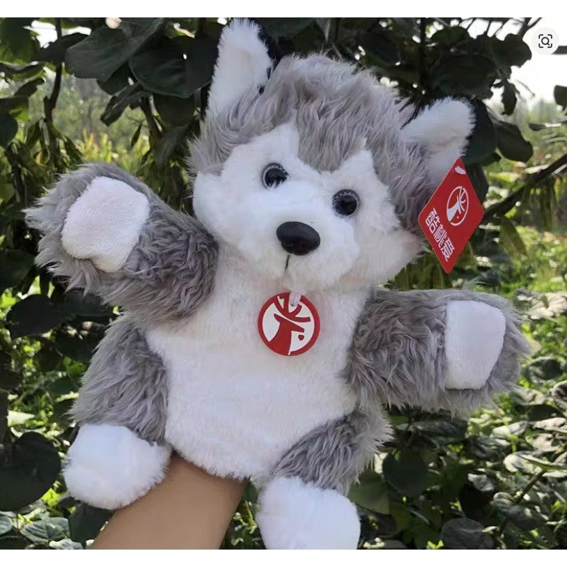 Papusa de Mana Husky pentru Teatru de Papusi, Marioneta Interactiva din Plus Moale si Bumbac PP, Gri, 25 x 10 x 8 cm