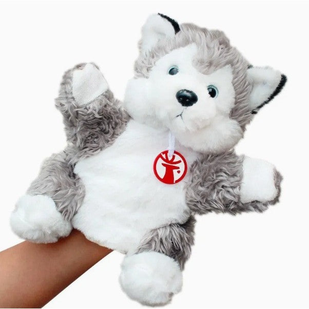 Papusa de Mana Husky pentru Teatru de Papusi, Marioneta Interactiva din Plus Moale si Bumbac PP, Gri, 25 x 10 x 8 cm