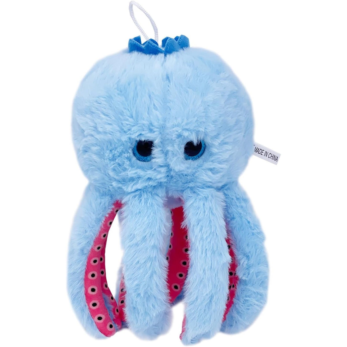 Jucarie de Plus Italian Brainrot, Model Blueberrini Octopussini cu Agatatoare pentru Rucsac, Material Moale cu Umplutura Bumbac PP, 13 x 22 cm, Albastru/Roz
