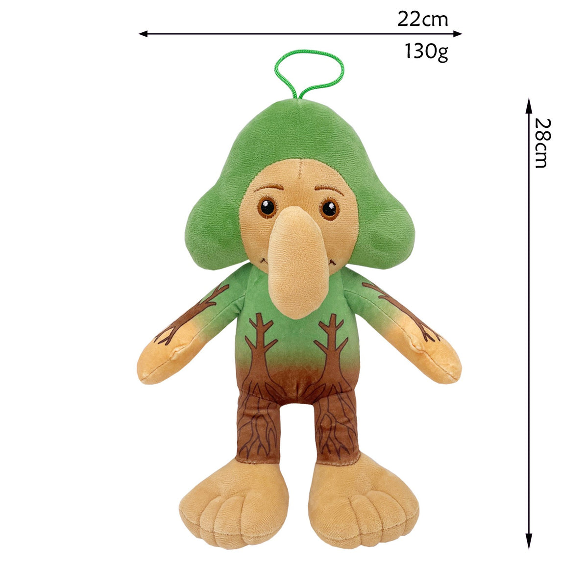 Jucarie de Plus Omul Copac Brr Brr Patapim, Figurina Moale Italian Brainrot cu Agatatoare Elastica, Material Texturat, 28 x 22 cm, Verde