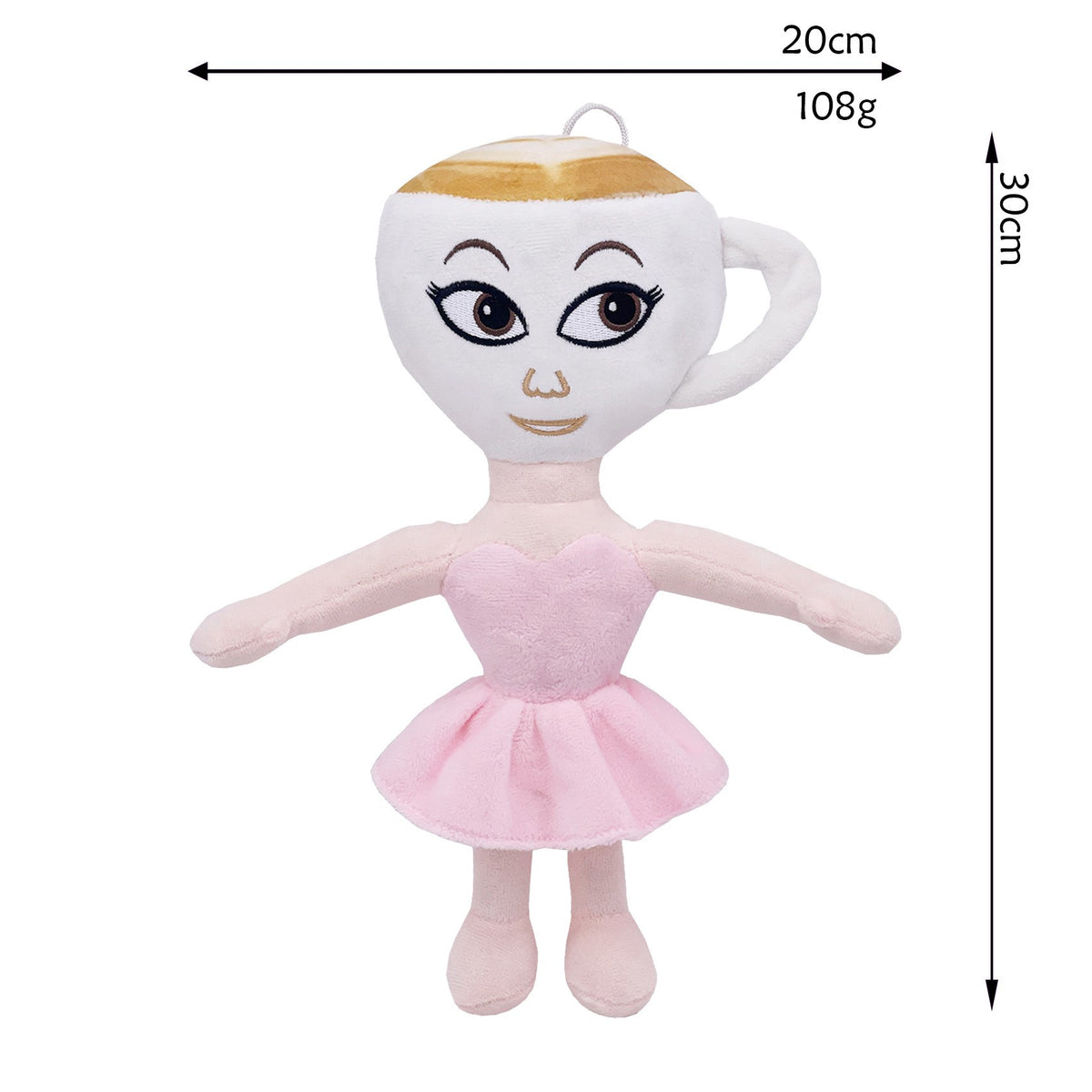 Italian Brainrot Jucărie De Plus Ballerina Cappuccina, Cu Agățătoare, Plus Moale, 30 x 20 cm, Roz