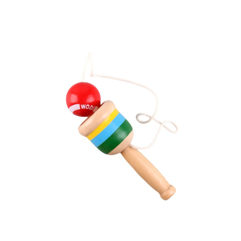 Wodi Jucarie Cupa de Indemanare cu Bila, Sabie Minge pentru Coordonare Ochi-Mana, Joc Traditional Stil Kendama, Lemn Natur, 10 x 3 cm, Rosu