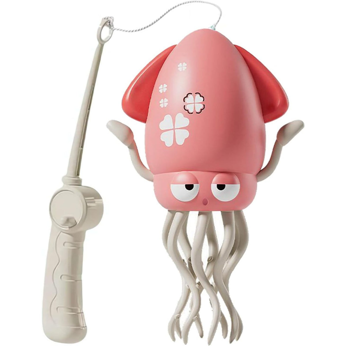 Jucarie Interactiva Caracatita Dansatoare, Senzor Evitare Obstacole, 3 Moduri de Joc, Lumini si Muzica, Include Undita, Incarcare USB, Material ABS, +3 Ani, 12.6 x 7.6 x 20.7 cm, Roz