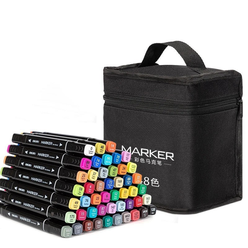 Set Markere Pe Baza De Alcool, Markere Dublu Capat 1-6 mm Pentru Desen Si Schite, Geanta Depozitare Oxford, 24 Bucati, Multicolor